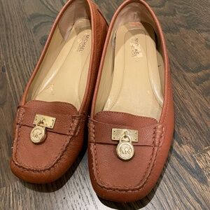 MICHAEL Michael Kors Women's Hamilton Loafers Shoes Leather Size 7 Brown EU 37